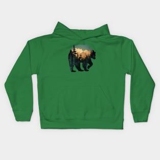 Bear Walking Through Fores Kids Hoodie